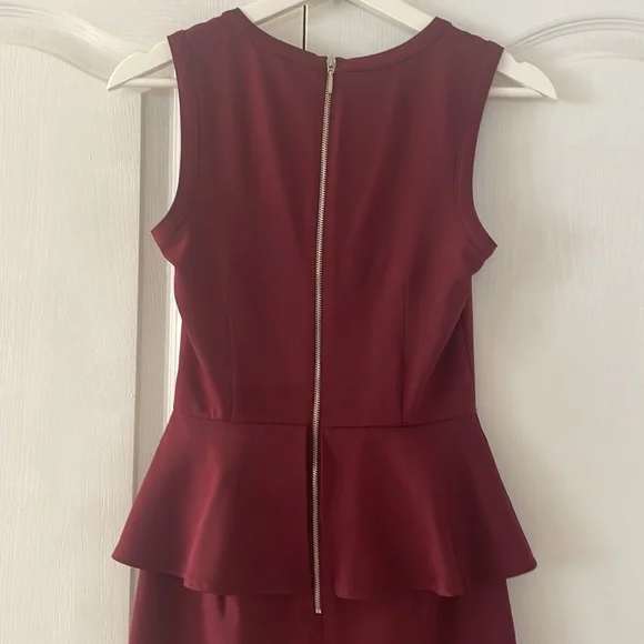 H&M pretty peplum style mulberry coloured dress SIZE 4 - Picture 6 of 12